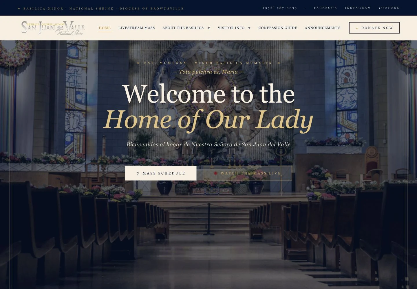 Basilica of Our Lady of San Juan del Valle National Shrine — desktop website