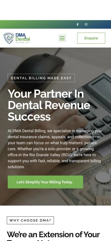 DMA Dental Billing — mobile website