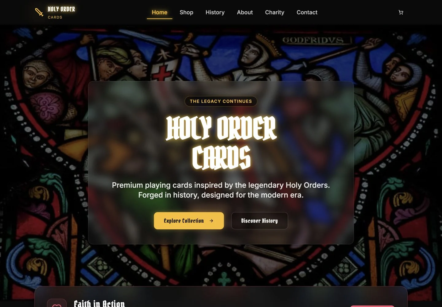 Holy Order Cards — desktop website